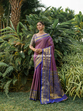 Purple Zari Worked With Royal blue Color Pure Banarasi saree